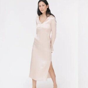 Smash + Tess Sloane Midi Dress Champagne Long Sleeve Classy Party Size M BNWT